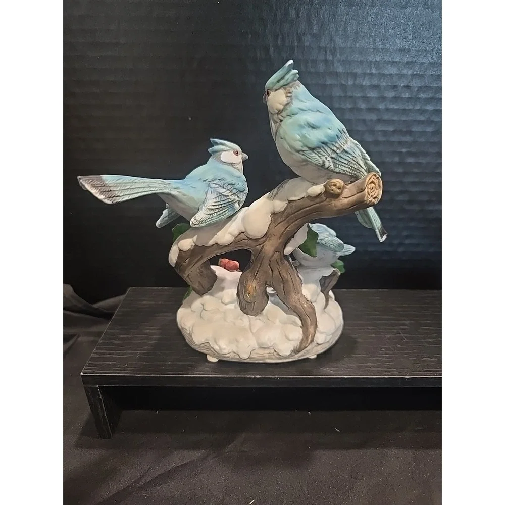 Wintertime Woodland Blue Jays Figurine 7